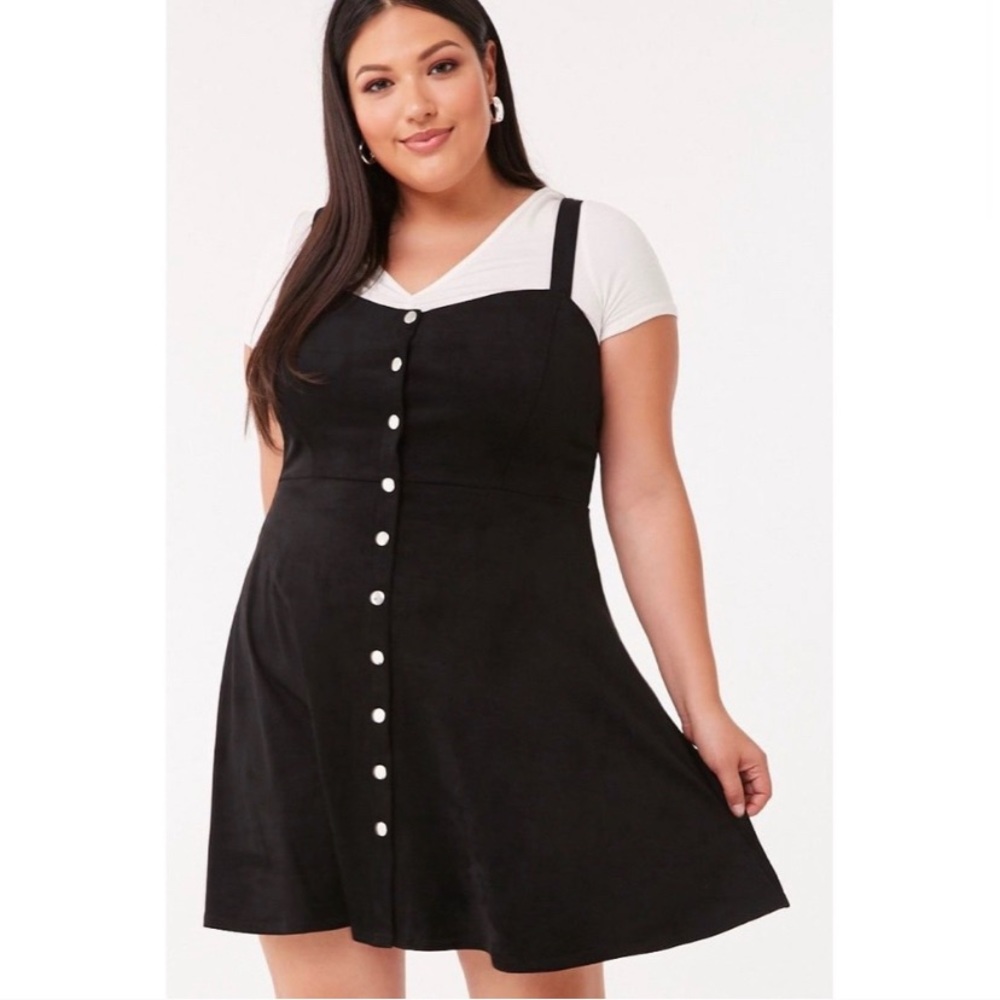 Sweetheart Spaghetti Strap Suede Button Up Dress